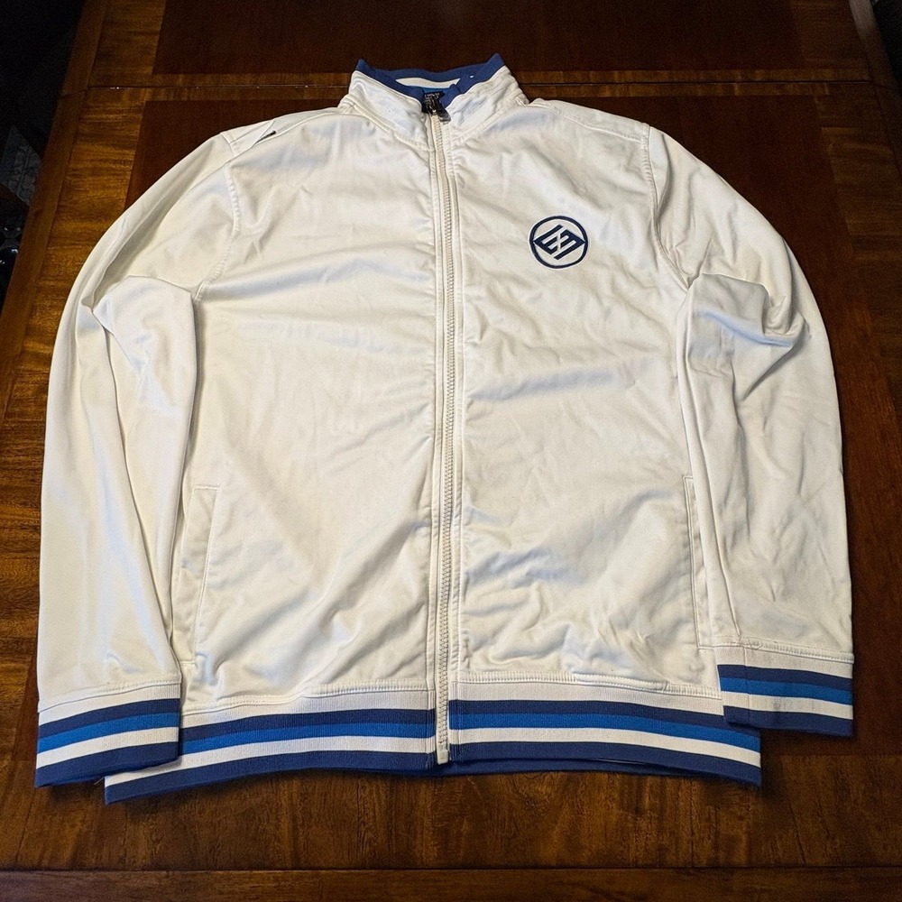 Enyce Full Zip Track Jacket White Blue 2XL Sean Combs Y2K